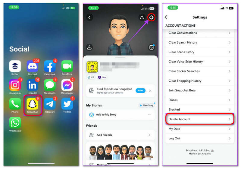 Cài đặt Snapchat Xóa iOS