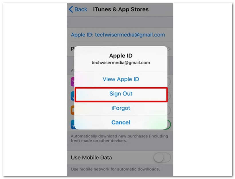 Έξοδος από το iTunes Apple ID