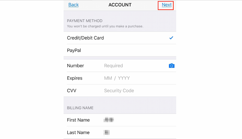 iOS Apple ID Billing Address