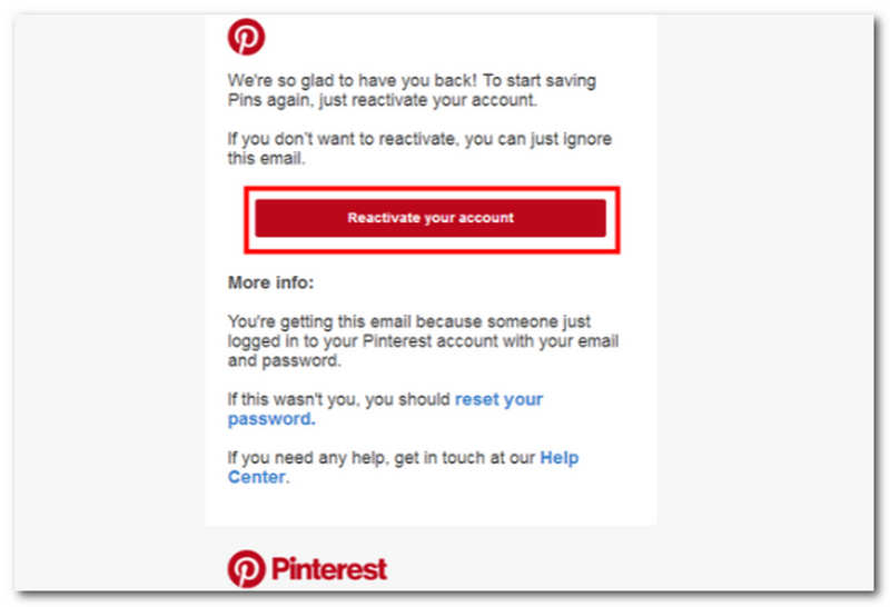 Pinterest 恢复帐户