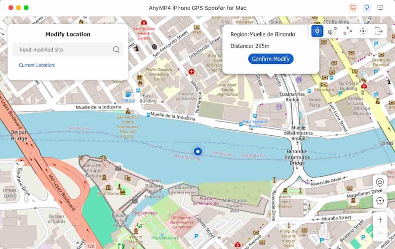 AnyMP4 iPhone GPS Spoofer تعديل الخريطة