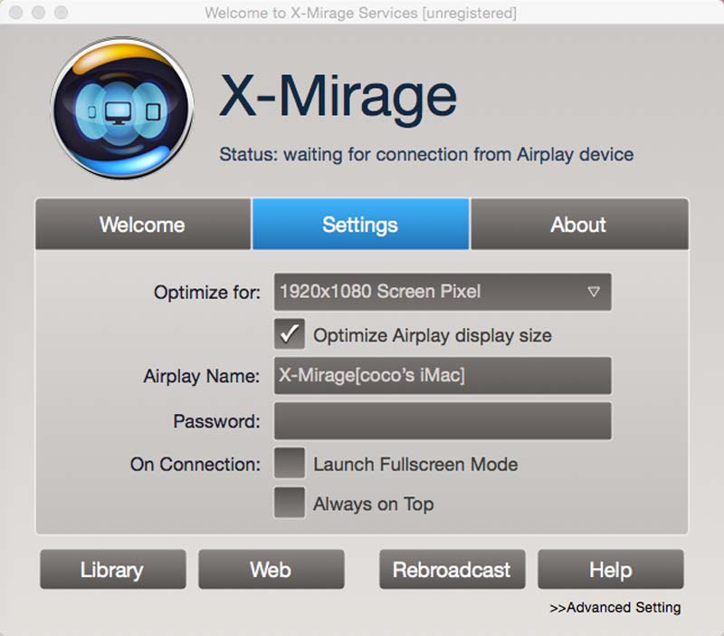 Interfaccia utente X-Mirage