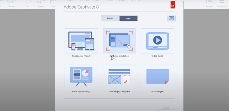 ממשק Adobe Captivate