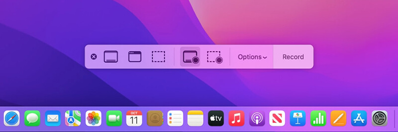 Alatna traka snimka zaslona Mac računala