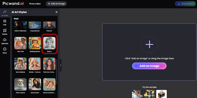 Picwand Ai Art Styles Sketch Generator